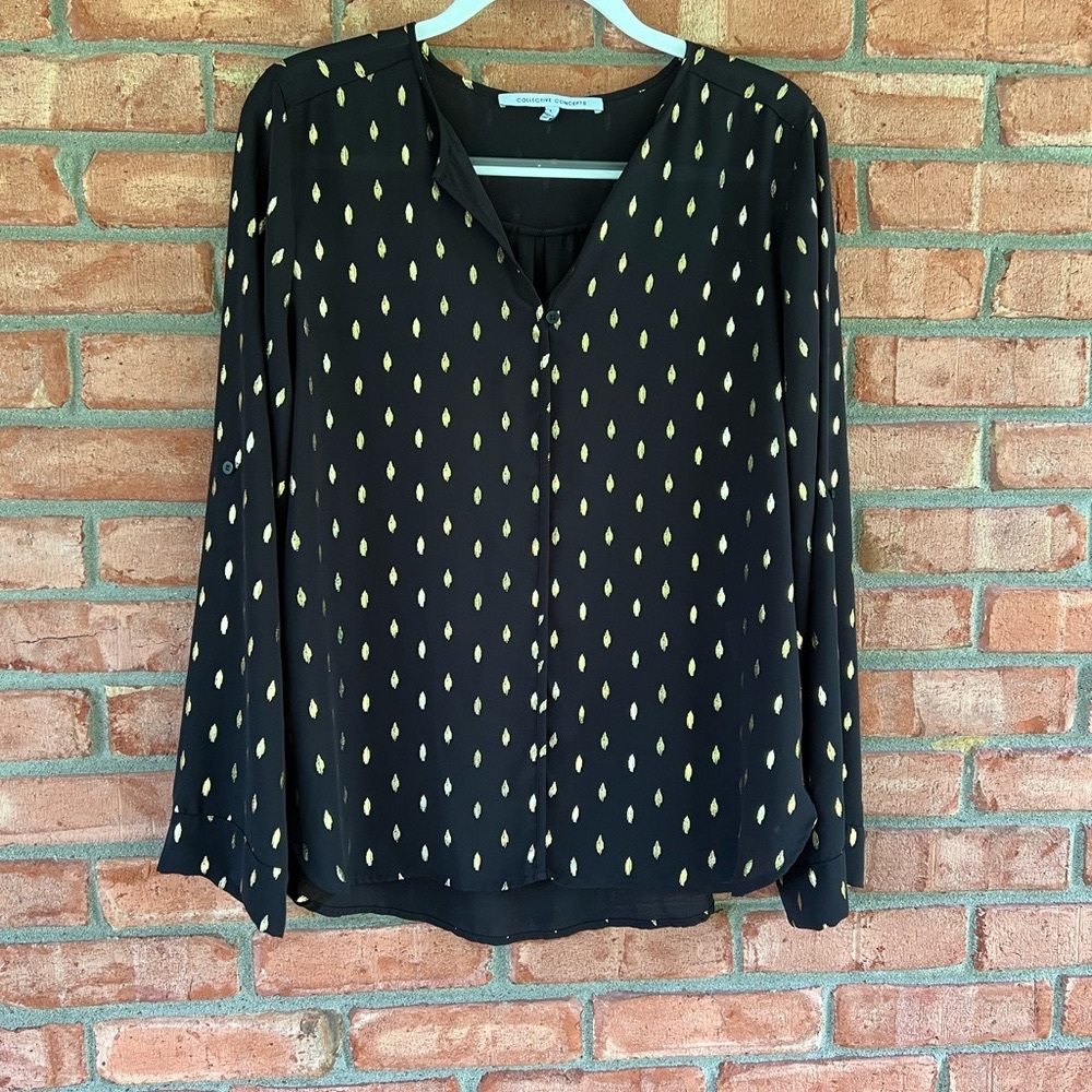 Collective Concepts Black and Gold Blouse